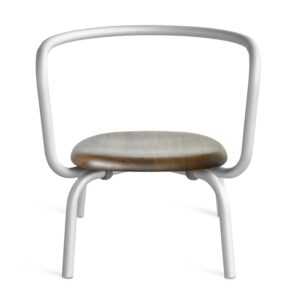 Parrish Lounge Chair Sessel, Gestell aluminium, sandgestrahlt klar, Sitz holz, nussbaum