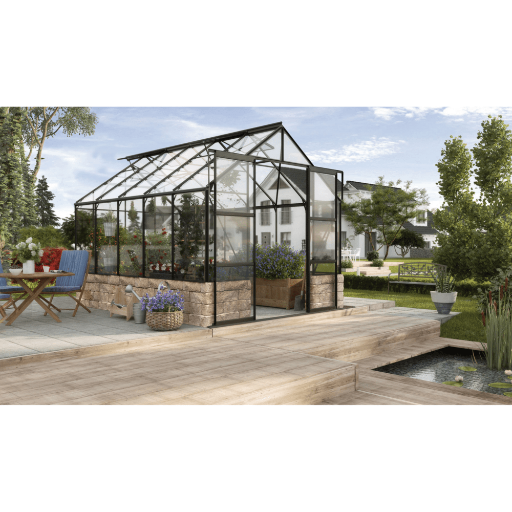 Vitavia Gewächshaus 'Cassandra 8300' 8,3 m² 256,4 x 324,6 cm 3 mm Sicherheitsglas schwarz