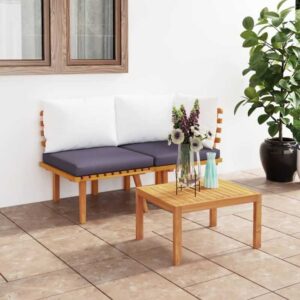 2-tlg. Garten-Lounge-Set,Gartenmöbel-Set mit Kissen Massivholz Akazie vidaXL