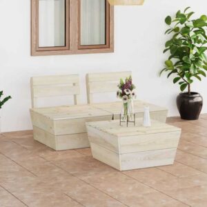 3-tlg. Garten-Paletten-Lounge-Set,Gartenmöbel-Set Imprägniertes Fichtenholz vidaXL