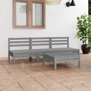 4-tlg. Garten-Lounge-Set Grau Kiefer Massivholz vidaXL175181