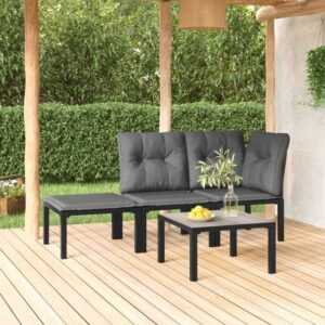 4-tlg. Garten-Lounge-Set,Gartenmöbel-Set Schwarz und Grau Poly Rattan vidaXL