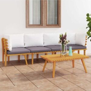 4-tlg. Garten-Lounge-Set,Gartenmöbel-Set mit Kissen Massivholz Akazie vidaXL