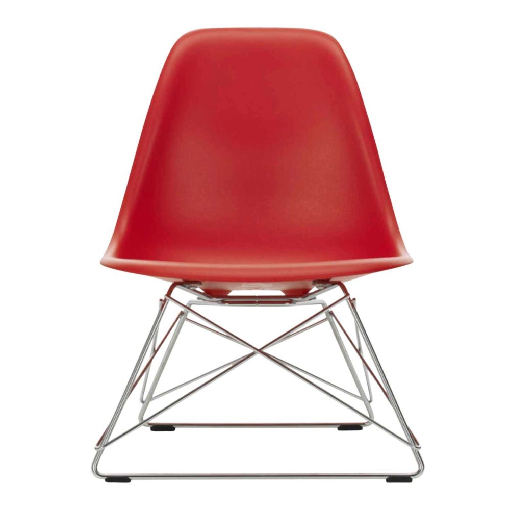 Eames Plastic Lounge Side Chair RE LSR Sessel, Sitzschale RE tiefschwarz re, Untergestell weiss pulverbeschichtet (glatt), Gleiter basic dark für h...