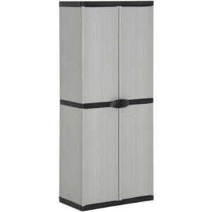 Garten-Lagerschrank mit 3 Böden Grau & Schwarz 68x40x168 cm vidaXL889040