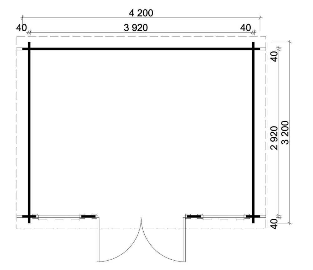 Gartenhaus Atrium-F Ohne Schutz-Imprägnierung:Mit Imprägnierung (Pinie)|Wandstärke:40 mm Wandstärke