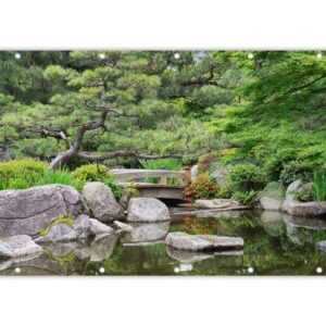 MuchoWow Balkonsichtschutz Japanisch - Natur - Wasser - Steine - Bäume (1-St) Balkonbanner, Sichtschutz für den Balkon, Robustes und wetterfest