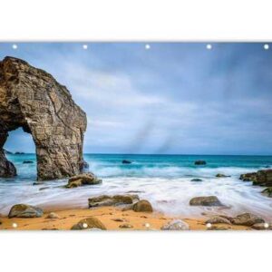 MuchoWow Balkonsichtschutz Steine - Wasser - Strand - Felsen - Wellen (1-St) Balkonbanner, Sichtschutz für den Balkon, Robustes und wetterfest