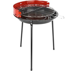 Primematik - Runder 33 x 45 cm großer Holzkohlegrill mit Beinen, Grill für Garten und Camping