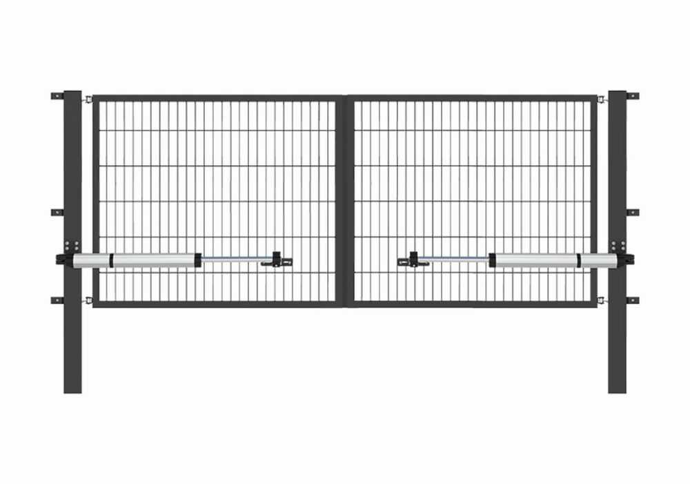 Elektr. Gartentor Flex 6, 2-flg., Breite 3500 mm 1000 mm RAL 6005 Moosgrün Zum Einbetonieren