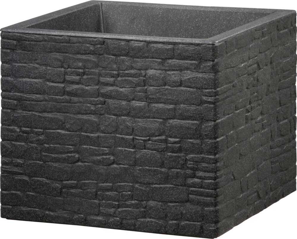 Scheurich Pflanzgefäß Muretto 38 x 38 x 33 cm schwarz granit