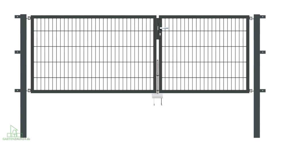 Gartentor Flex 6, 2-flg., Breite 3000 mm (1250/1750mm) 800 mm Verzinkt Zum Einbetonieren