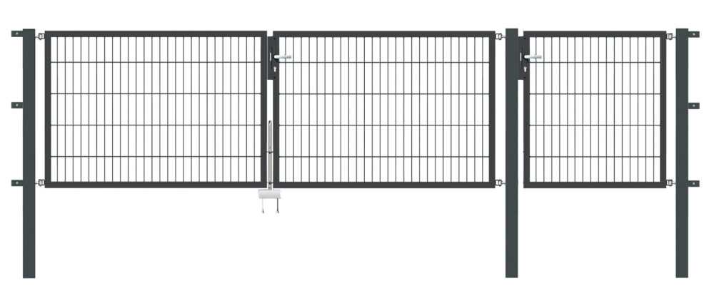 Gartentor Flex 6, 3-flg., Breite 4000 mm (1000/1500/1500mm) 800 mm Verzinkt Zum Einbetonieren