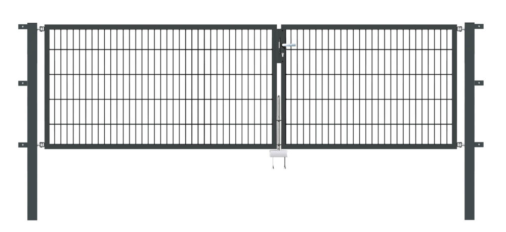 Gartentor Flex 8, 2-flg., Breite 3500 mm (1500/2000mm) 800 mm RAL 7016 Anthrazitgrau Zum Einbetonieren