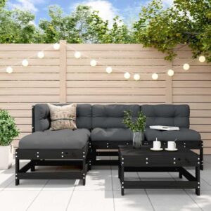 5-tlg. Garten-Lounge-Set Schwarz Massivholz Kiefer Vidaxl Schwarz