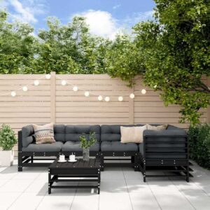 6-tlg. Garten-Lounge-Set Schwarz Massivholz Kiefer Vidaxl Schwarz