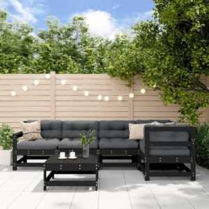 6-tlg. Garten-Lounge-Set Schwarz Massivholz Kiefer Vidaxl Schwarz