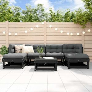 7-tlg. Garten-Lounge-Set Schwarz Massivholz Kiefer Vidaxl Schwarz