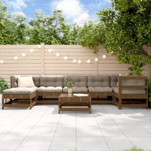 8-tlg. Garten-Lounge-Set Honigbraun Massivholz Kiefer Vidaxl Braun