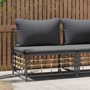 Garten-Mittelsofa mit Dunkelgrauen Kissen,Gartensofa, Loungesofa,Gartenbank Poly Rattan VMEC389374 Maisonchic