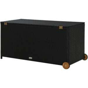 Gofuniland - 120 x 65 x 61 cm Garten-Aufbewahrungsbox Schwarz Poly Rattan