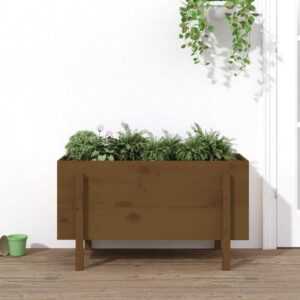 Hochbeet,Blumenkasten,Pflanzkasten Balkon, Terrasse, Garten Honigbraun 101x50x57 cm Massivholz Kiefer VMEC225445 MaisonChic