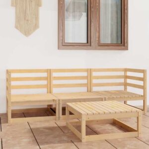 Longziming - 4-tlg. Garten-Lounge-Set Massivholz Kiefer