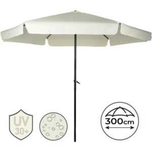 MIADOMODO® Sonnenschirm - Ø300cm, Handkurbel, Wasserabweisend, Platzsparend, Creme, für Balkon, Terasse, Garten - Ampelschirm, Gartenschirm,