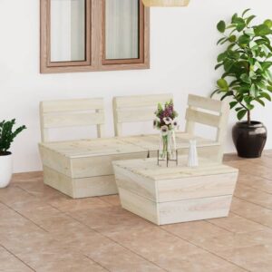 Maisonchic - 3-tlg. Garten-Gartenmöbel Set Paletten Sitzgruppe Essgruppe Imprägniertes Fichtenholz DE13232 - Beige