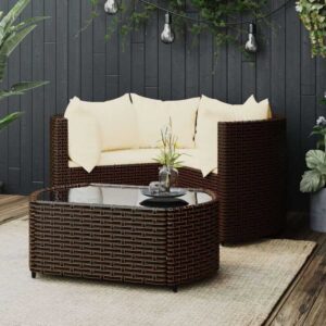 Maisonchic - 4-tlg. Garten-Lounge-Set Gartenmöbel Set Sitzgruppe Essgruppe mit Kissen Braun Poly Rattan DE46742