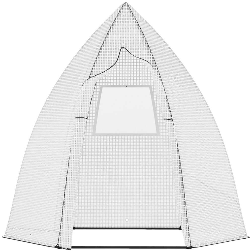 Outsunny Mini Gewächshaus Überwinterungszelt für Pflanzen mit Rolltür Garten Balkon Winterschutz Weiß 160 x 140 x 180 cm