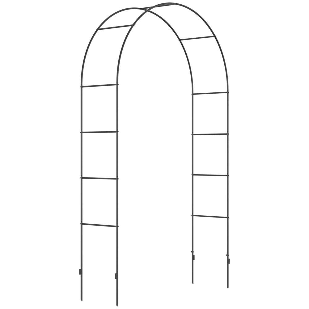 Outsunny Rosenbogen, Torbogen, Gartenbogen aus Metall für Kletterpflanzen, Rankpflanzen zur Unterstützung, Schwarz, 140 x 40 x 240 cm