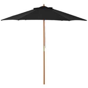 Outsunny Sonnenschirm, Gartenschirm, 3-stufig, Sonnenschutz, Bambus 180/㎡ Polyester, Schwarz, Ø2,5 x 2,3 m