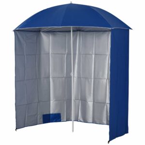 Outsunny Sonnenschirm Strandschirm Sonnenschutz mit Seitenwand Strand Polyester Blau 2,2 x H2,2m