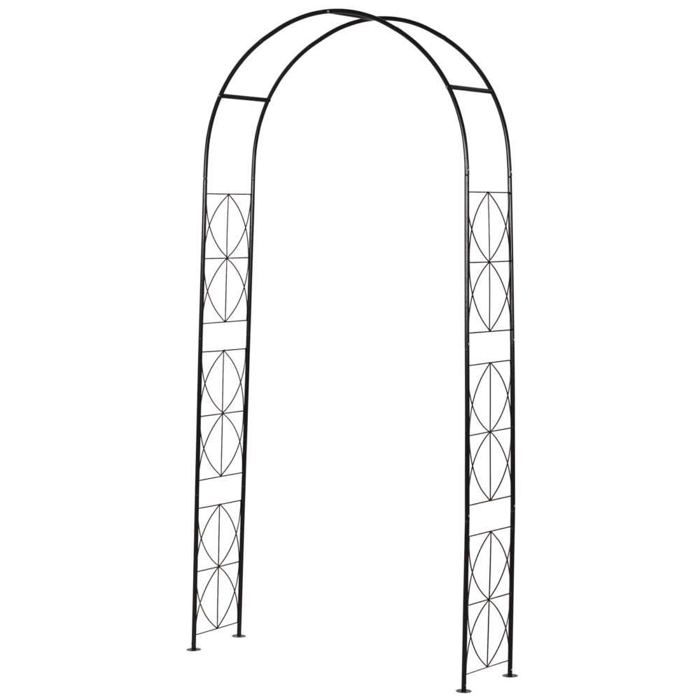 Outsunny Torbogen, Rankgitter, Pflanzbogen, Rankhilfe, Garten, Bogendach, Metall, Schwarz, 114 x 30 x 230 cm