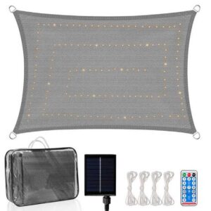 Randaco Sonnensegel LED Solar Sonnenschutz Wasserdicht UV-Schutz Windschutz HDPE Balkon