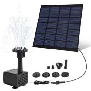 Swanew - Solar Teichpumpe 1.5W Solarpumpe Gartenteich Pumpenset 200l/h Solar Springbrunnen für Garten Vogelbad Garten Springbrunnen - Schwarz