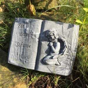Tiergrab Schmuck für Grab Friedhof Grabdekoration - Andachtsbuch Buch mit Engel