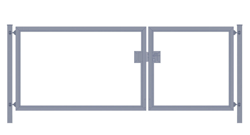 Einfahrtstor / Gartentor Premium (2-flügelig) asymmetrisch für senkrechte Holzfüllung; anthrazit; Breite 250 cm x Höhe 120 cm (neues Modell)