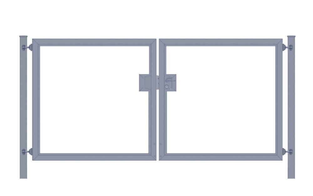 Gartentor / Doppelflügeltor Premium (2-flügelig) symmetrisch für senkrechte Holzfüllung; anthrazit; Breite 400 cm x Höhe 140 cm