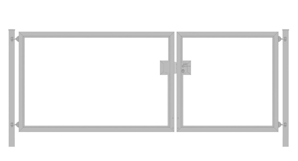 Elektrisches Einfahrtstor / Gartentor Premium (2-flügelig) asymmetrisch für waagerechte Holzfüllung; verzinkt; Breite 300 cm x Höhe 160 cm (neues Modell)