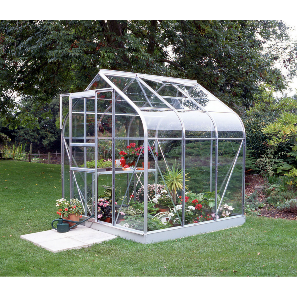 Vitavia Gewächshaus 'Orion 3800' 3,8 m² 192,2 x 192,2 cm 3 mm Sicherheitsglas aluminiumfarben