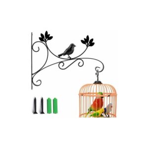 Wandbehang Pflanzenhaken mit Schraubenhalter Pflanzenhaken Laterne Vogelhäuschen Metall Gartenkorb für Balkon Garten Dekoration (Vogel)