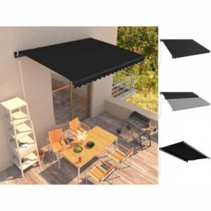 vidaXL Markise Einziehbare Markise Handbetrieben 400 x 300 cm Anthrazit Balkon Terras