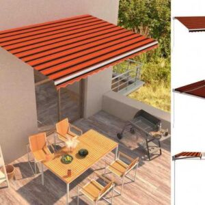 vidaXL Markise Einziehbare Markise Handbetrieben 450 x 300 cm Orange und Braun Balkon