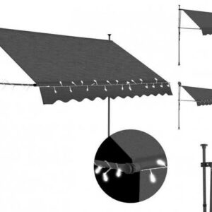 vidaXL Markise Einziehbare Markise Handbetrieben mit LED 250 cm Anthrazit Balkon Terr