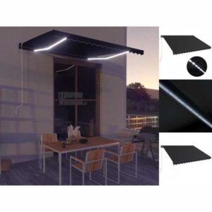 vidaXL Markise Einziehbare Markise mit LED Handbetrieben 400x300 cm Anthrazit Balkon