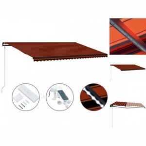 vidaXL Markise Einziehbare Markise mit Windsensor LED 600x300cm Orange Braun Balkon