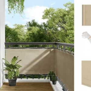 vidaXL Seitenmarkise Balkon-Sichtschutz Beige 75x1000 cm 100 Polyester-Oxford