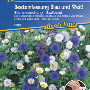 Blumenmischung Beeteinfassung Blau und Weiss einjährig Saatband 5mtr